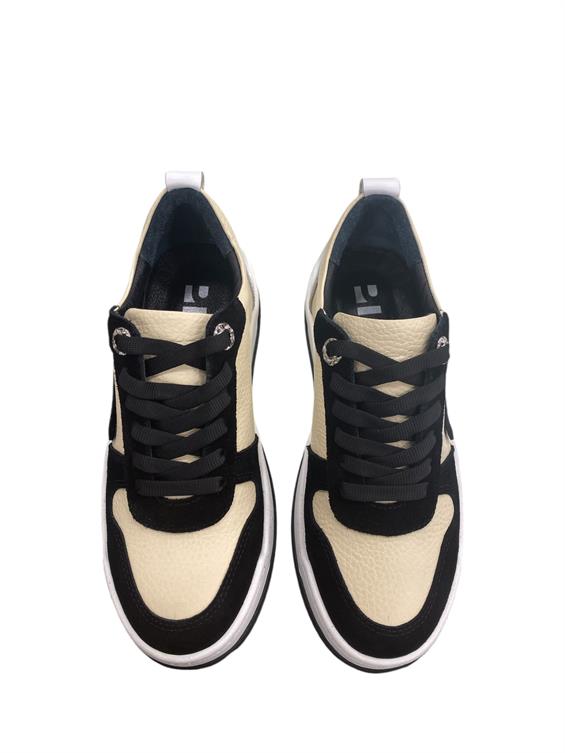 Kadın Sneakers Ayakkabı-Siyah Süet-Bej Floter