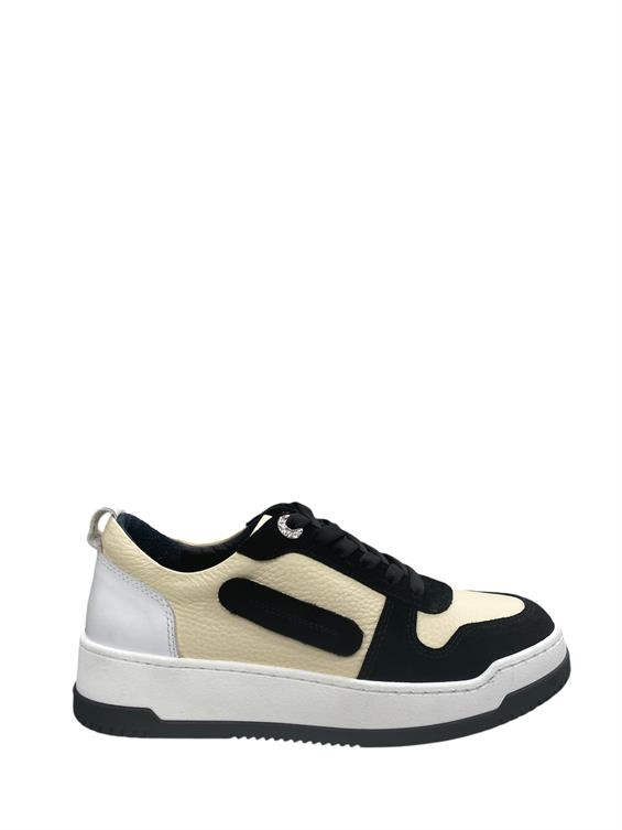 Kadın Sneakers Ayakkabı-Siyah Süet-Bej Floter