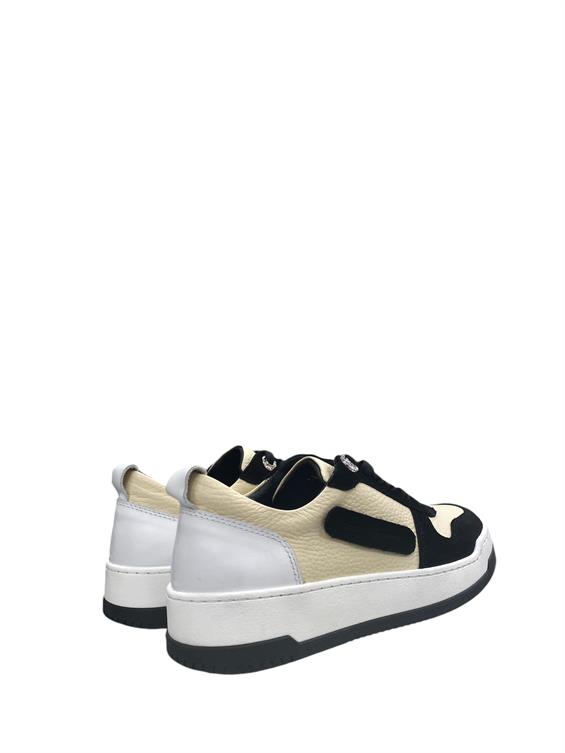 Kadın Sneakers Ayakkabı-Siyah Süet-Bej Floter