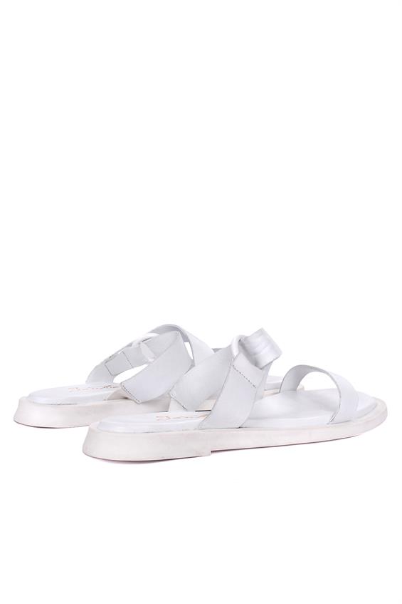 Kadın Günlük Düz Terlik-Beyaz Deri