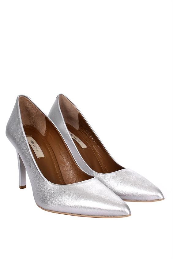 Kadın Stiletto Topuklu Ayakkabı - Gümüş Deri
