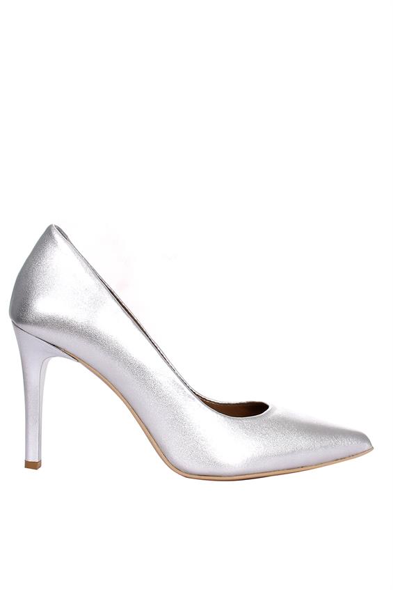Kadın Stiletto Topuklu Ayakkabı - Gümüş Deri