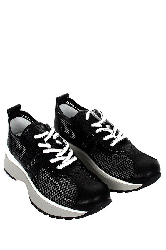 Kadın Spor Ayakkabı - Siyah Deri File