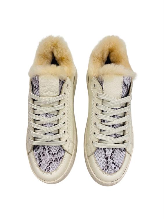 Kadın Sneakers Ayakkabı-Bej Deri