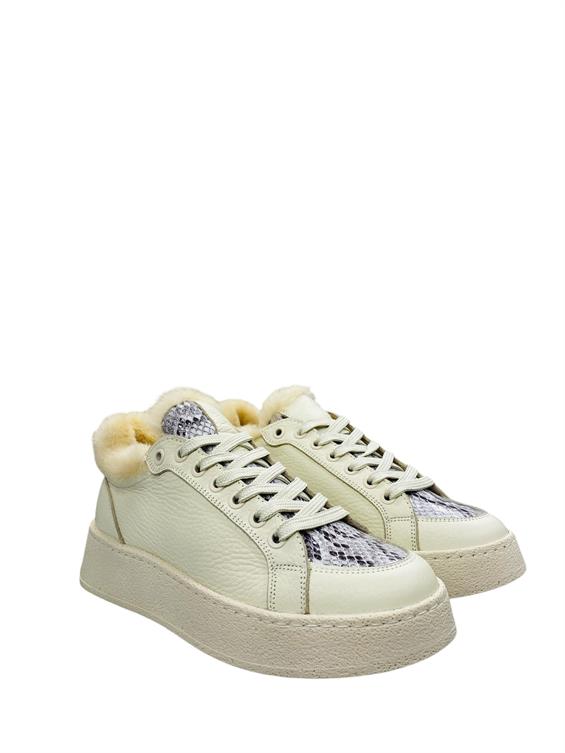 Kadın Sneakers Ayakkabı-Bej Deri