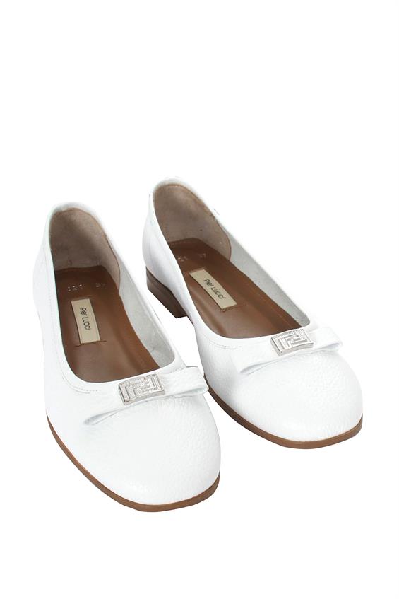 Kadın Tokalı Babet Ayakkabı - Beyaz Floter
