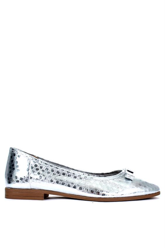 Kadın Tokalı Babet Ayakkabı - Lame Deri