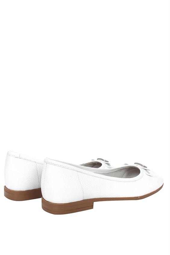 Kadın Tokalı Babet Ayakkabı - Beyaz Floter