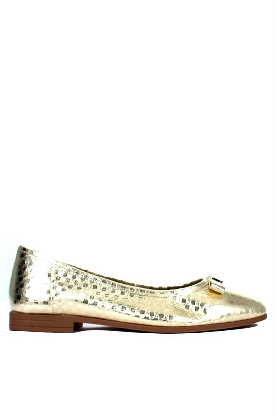 Kadın Tokalı Babet Ayakkabı - Dore Deri