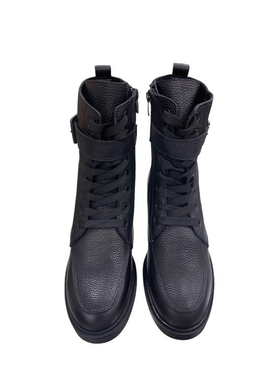 Kadın Topuklu Bot - Siyah Floter Kürk