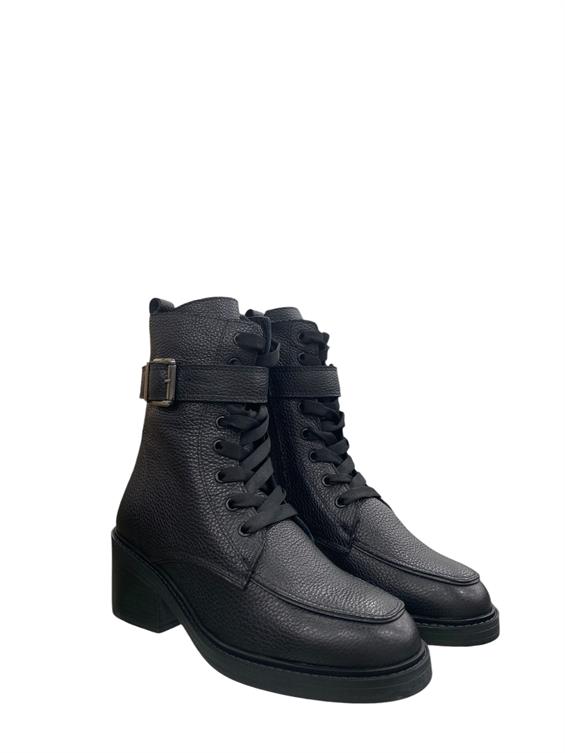 Kadın Topuklu Bot - Siyah Floter Kürk