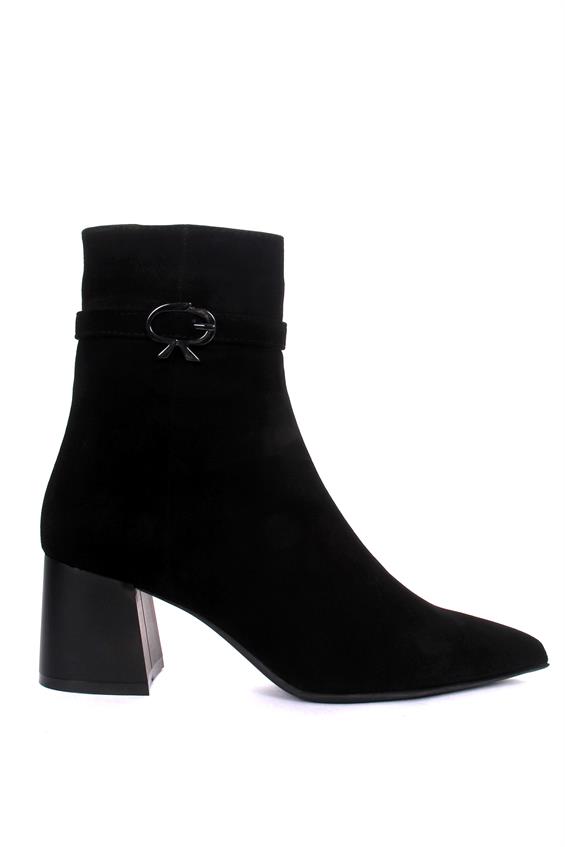 Kadın Topuklu Bot - Siyah Süet