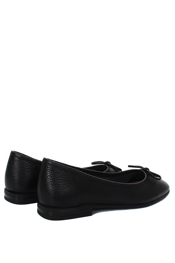 Kadın Düz Babet Günlük Ayakkabı - Siyah Floter Deri
