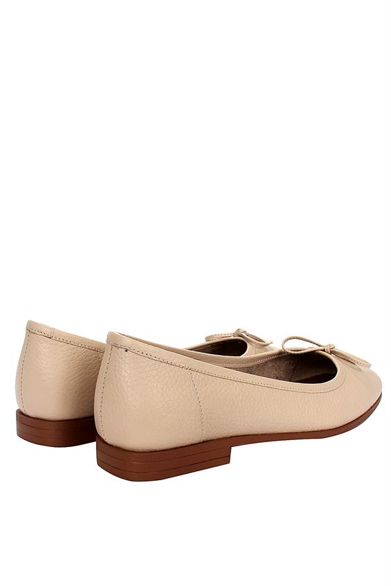 Kadın Düz Babet Günlük Ayakkabı - Bej Floter Deri