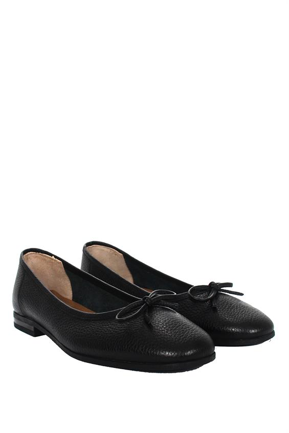 Kadın Düz Babet Günlük Ayakkabı - Siyah Floter Deri