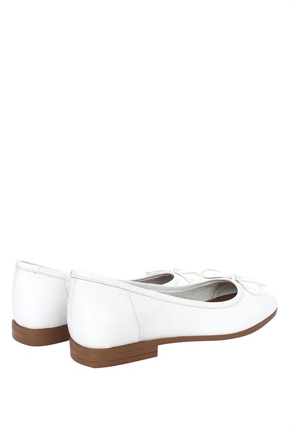 Kadın Düz Babet Günlük Ayakkabı - Beyaz Floter Deri
