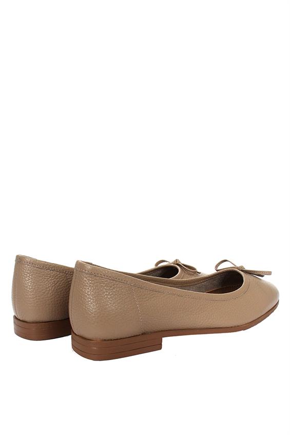 Kadın Düz Babet Günlük Ayakkabı - Vizon Floter Deri