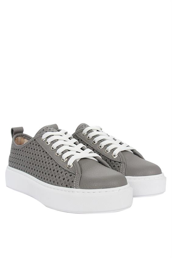 Kadın Sneakers Ayakkabı - Gri Floter Deri