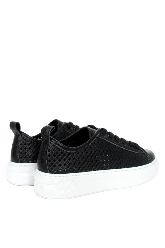 Kadın Sneakers Ayakkabı - Siyah Floter Deri