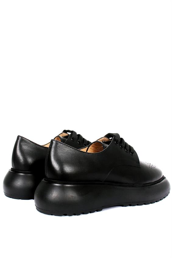 Kadın Babet Ayakkabı Oxford - Siyah Deri