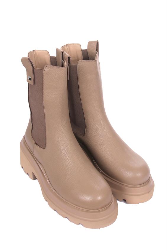 Kadın Topuklu Bot - Vizon Deri 