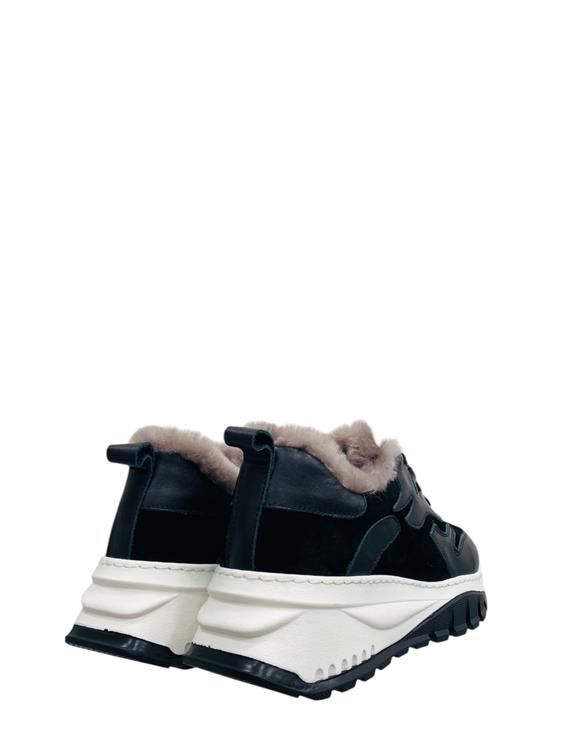 Kadın Sneakers Ayakkabı-Siyah Deri-Süet