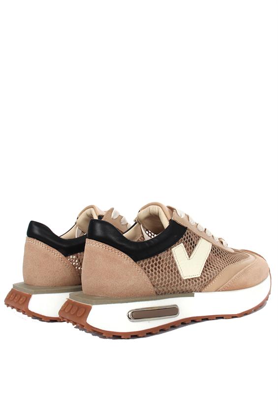 Kadın Spor Ayakkabı-Pudra Süet-Pudra Deri-File