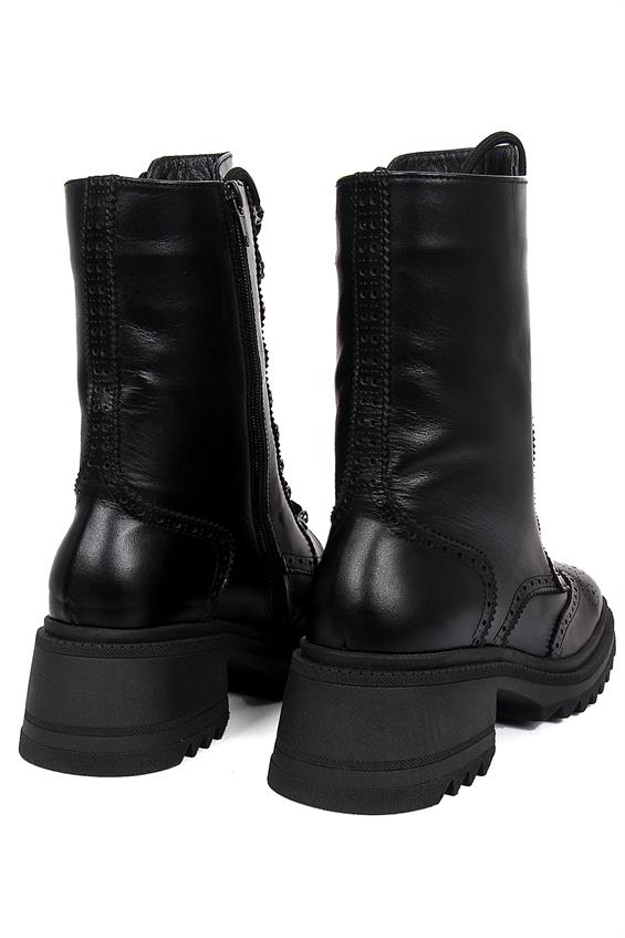 Kadın Postal Military Bot - Siyah Deri