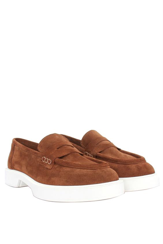 Kadın Babet Ayakkabı Loafer - Taba Süet