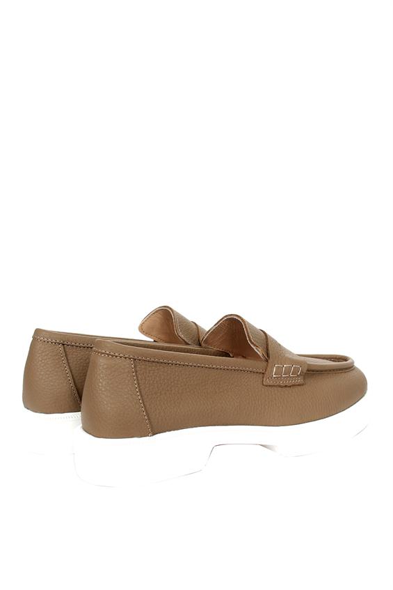 Kadın Babet Ayakkabı Loafer - Vizon Floter