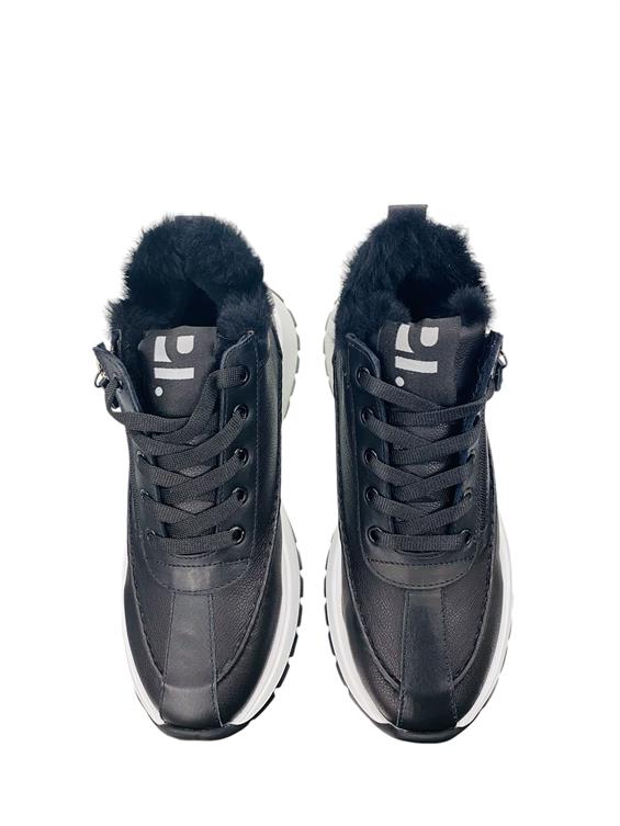 Kadın Sneakers Günlük Bot - Siyah Floter Kürk