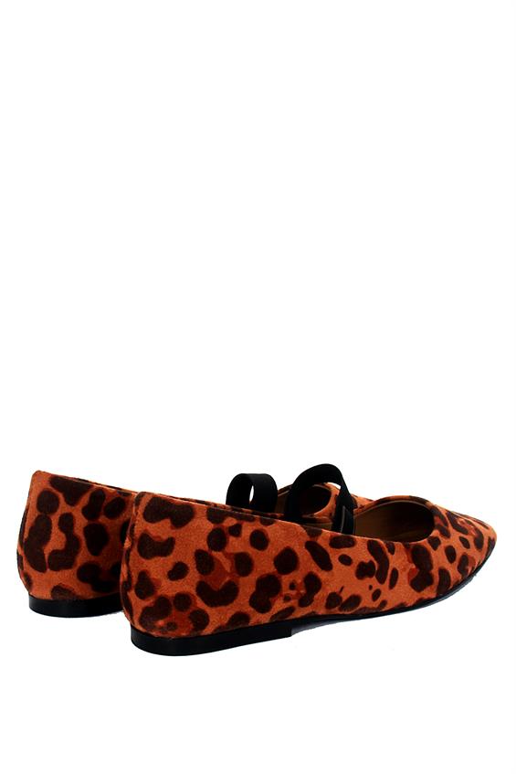 Kadın Düz Babet Ayakkabı - Leopar Kumaş