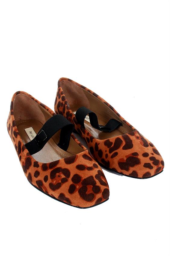 Kadın Düz Babet Ayakkabı - Leopar Kumaş