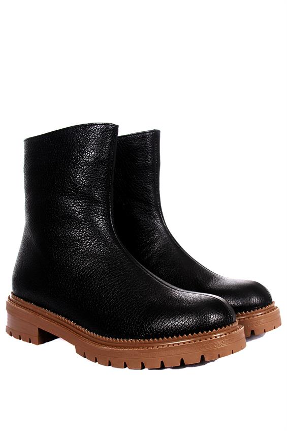 Kadın Topuklu Bot - Siyah Deri