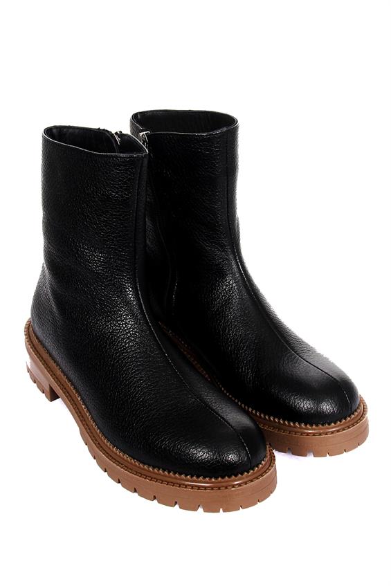 Kadın Topuklu Bot - Siyah Deri
