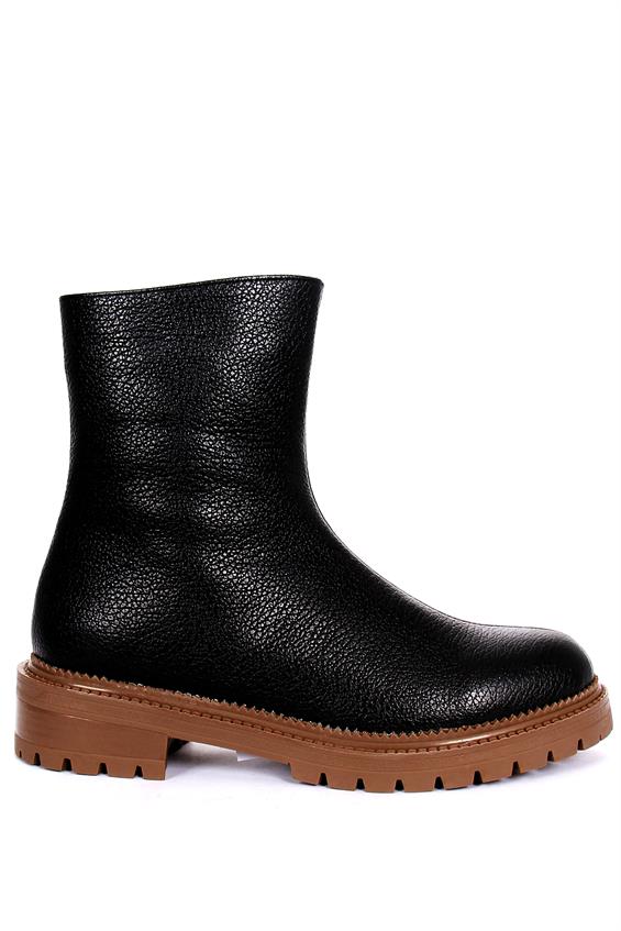 Kadın Topuklu Bot - Siyah Deri