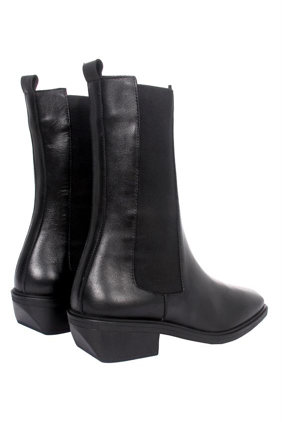 Kadın Topuklu Bot - Siyah Deri