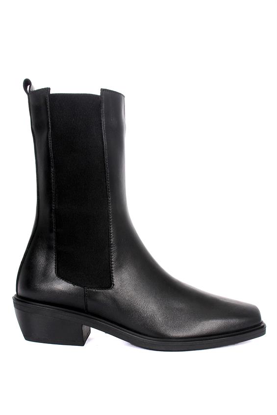 Kadın Topuklu Bot - Siyah Deri