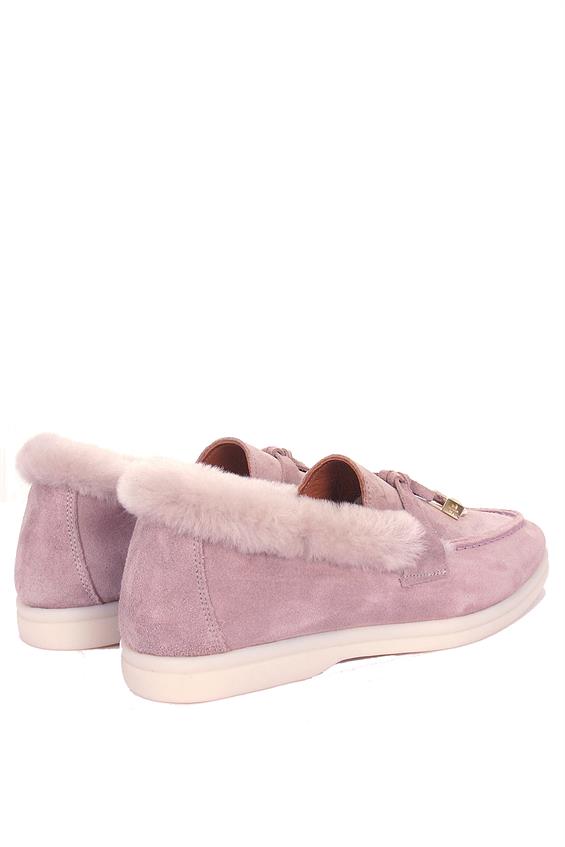 Kadın Babet Ayakkabı Loafer- Somon Süet