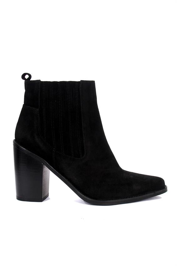 Kadın Topuklu Bot - Siyah Süet