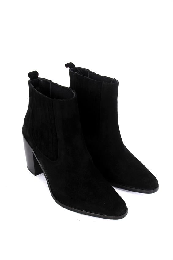 Kadın Topuklu Bot - Siyah Süet