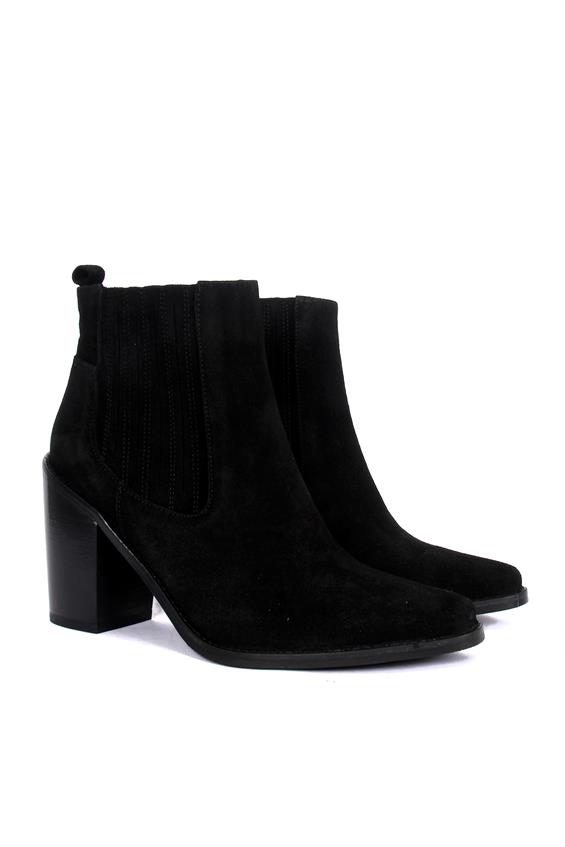 Kadın Topuklu Bot - Siyah Süet