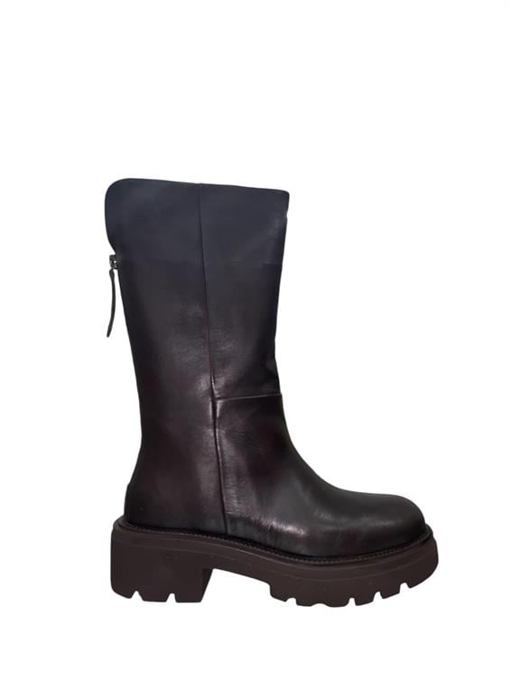 Kadın Kalın Tabanlı Topuklu Bot - Kahve Deri D.Ast