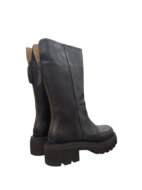 Kadın Kalın Tabanlı Topuklu Bot - Kahve Deri D.Ast