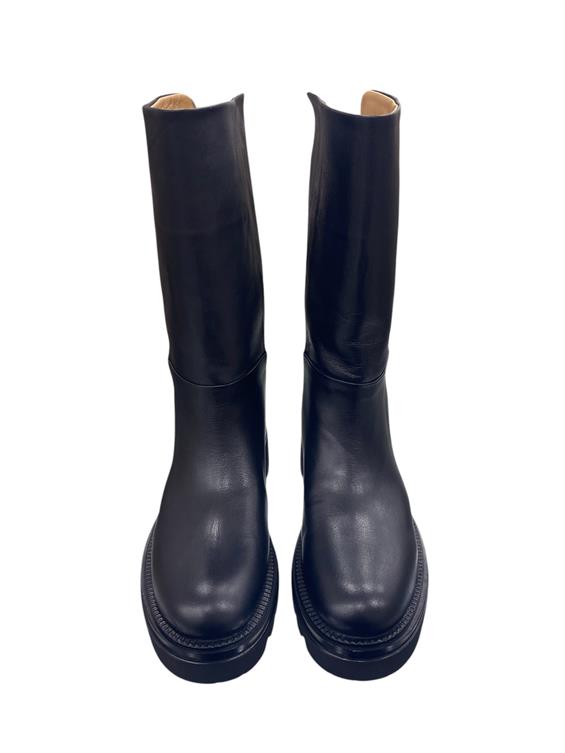 Kadın Kalın Tabanlı Topuklu Bot - Siyah Deri D.Ast