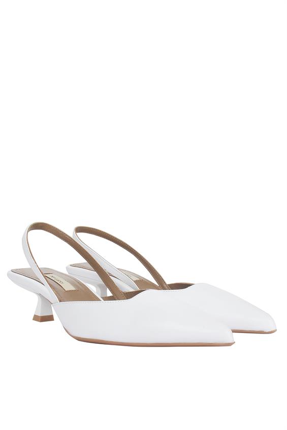Kadın İnce Topuklu Ayakkabı - Beyaz Deri
