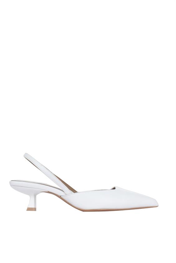 Kadın İnce Topuklu Ayakkabı - Beyaz Deri