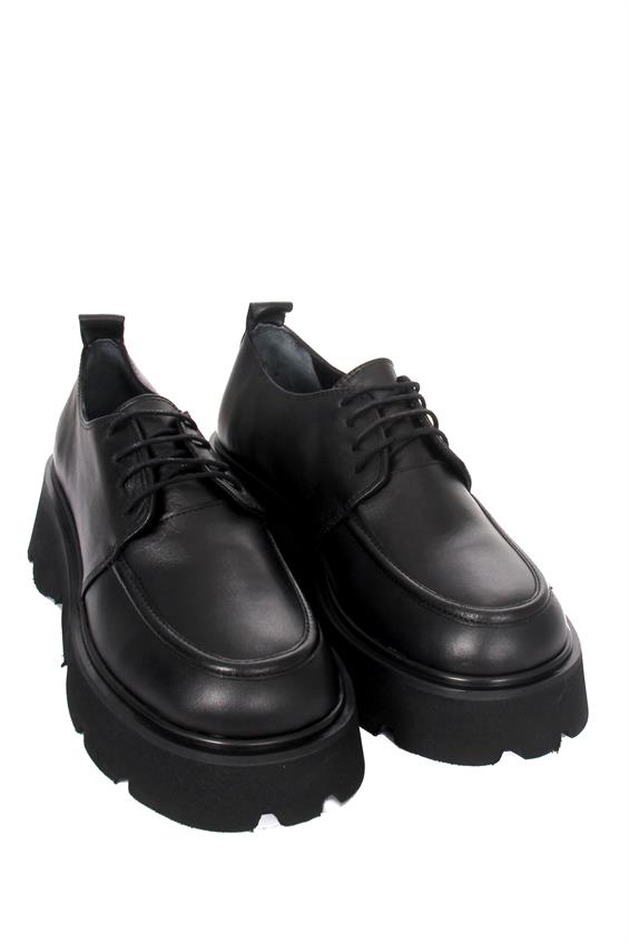 Kadın Babet Ayakkabı Oxford - Siyah Deri