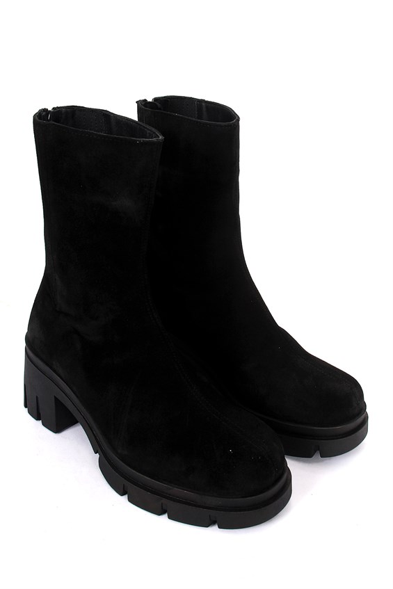 Kadın Topuklu Bot - Siyah Süet 