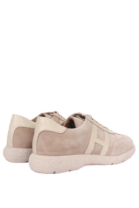 Kadın Spor Ayakkabı - Bej Süet - Bej Deri
